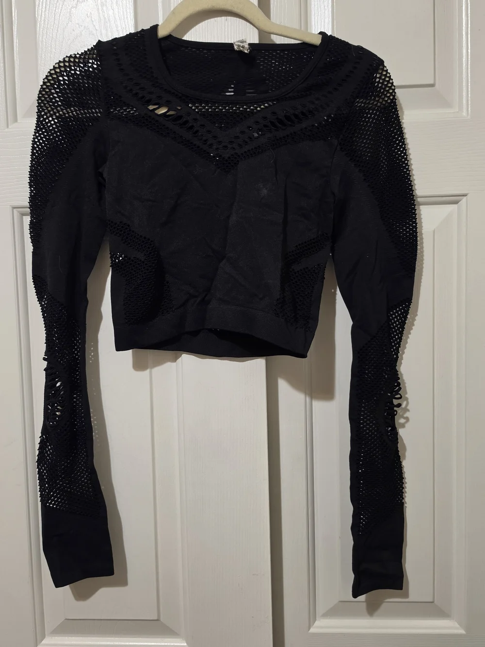 Alo Yoga Black Siren Cropped Long Sleeve Activewear Top size M